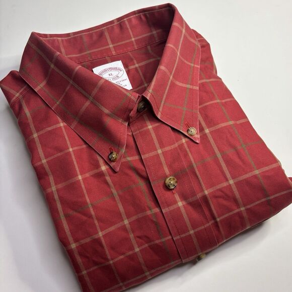 Brooks Brothers 1818 Men's XL Maroon Red Plaid Long Sleeve Button Down Shirt - Picture 3 of 6